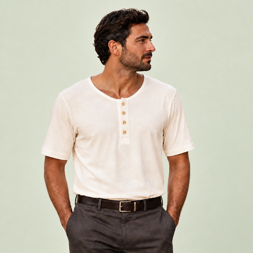 Pima Cotton Short Sleeve Henley