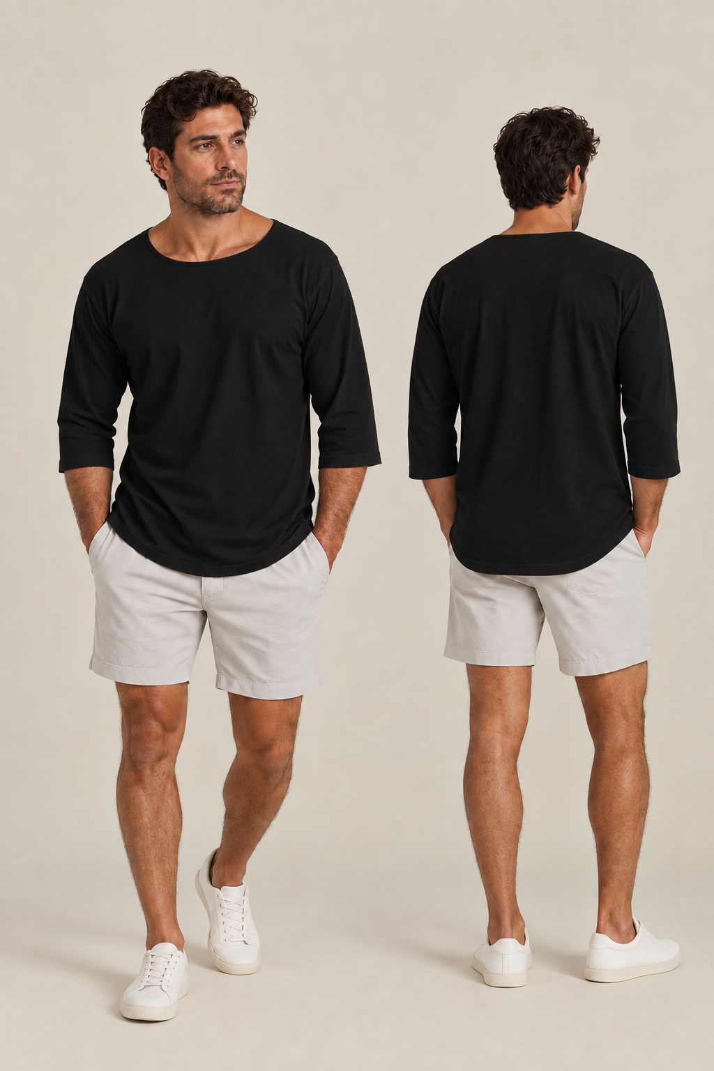 Pima Cotton Boat Neck 3/4 Sleeve Tee