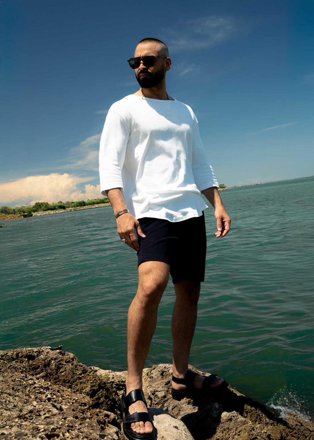 Boat Neck 3/4 Sleeve Organic Cotton Tee