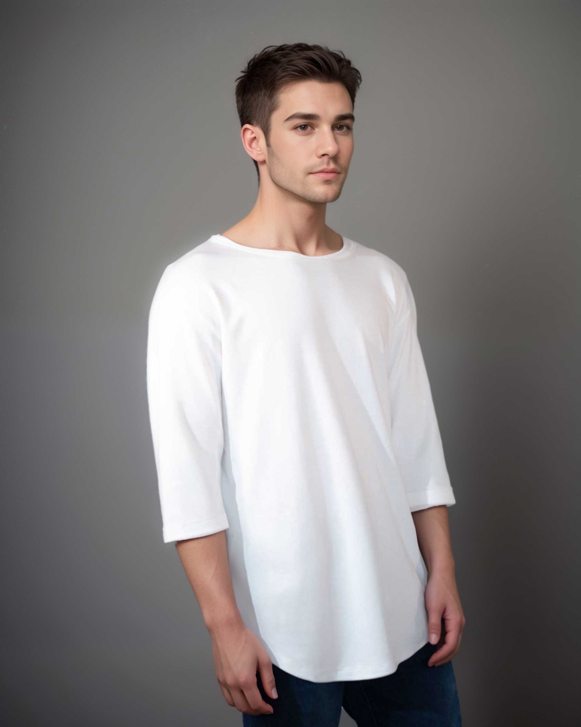 Boat Neck 3/4 Sleeve Organic Cotton Tee