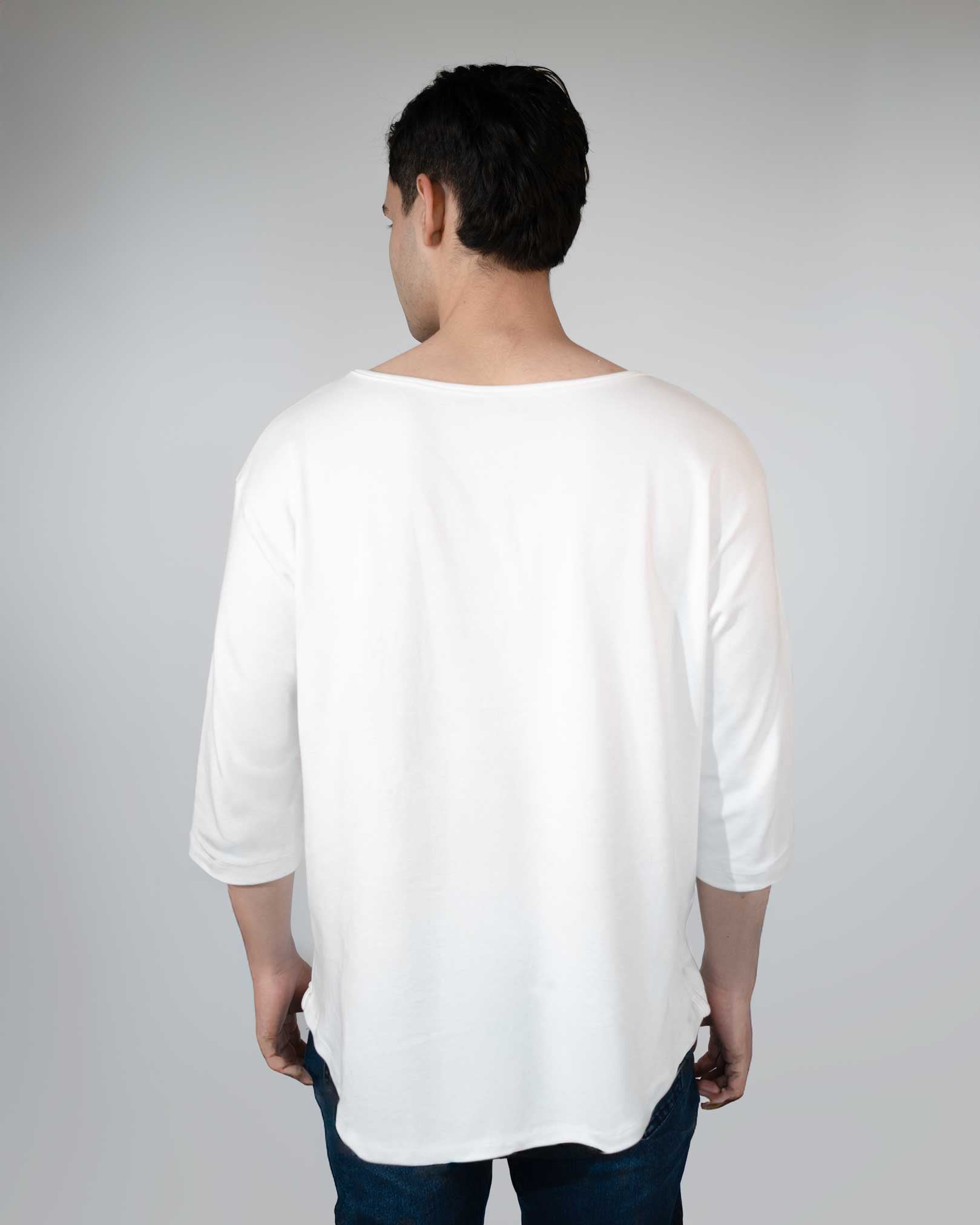 Boat Neck 3/4 Sleeve Organic Cotton Tee