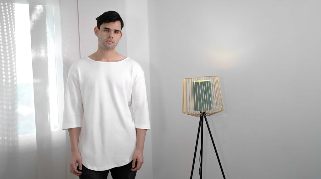 Boat Neck 3/4 Sleeve Organic Cotton Tee